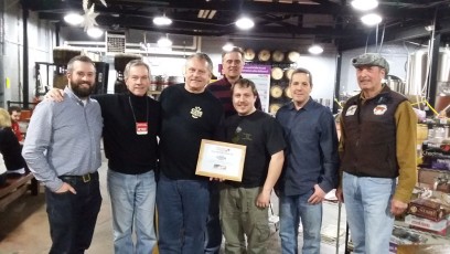 2016 Partner Award- OPERATION CHILLOUT Team thanks Czig Meister Brewery for their Veterans Day 2016 Fundraiser L to R Tom, Ray, Frank, Matt, Joe, Ken, Jim back row.