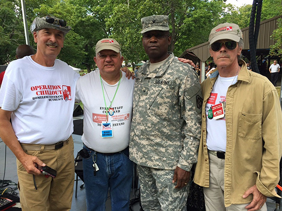  Enjoying the day are, from left, Ken Steffans, Tony DeStefano, Picatinny Arsenal Brigadier General Patrick W. Burd and Ray Chimileski. 